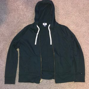 dark green zip up old navy hoodie with pockets